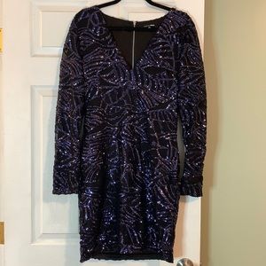 •FASHION NOVA BLUE LONG SLEEVE SEQUIN DRESS• Size XL, worn once!